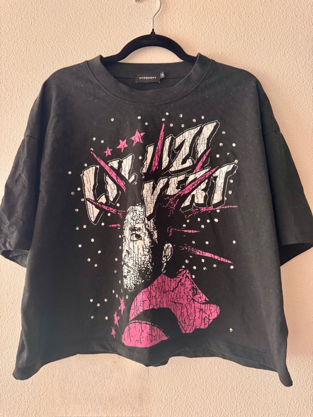 Lil Uzi Vert Pink Tape Black Graphic Tee Size M